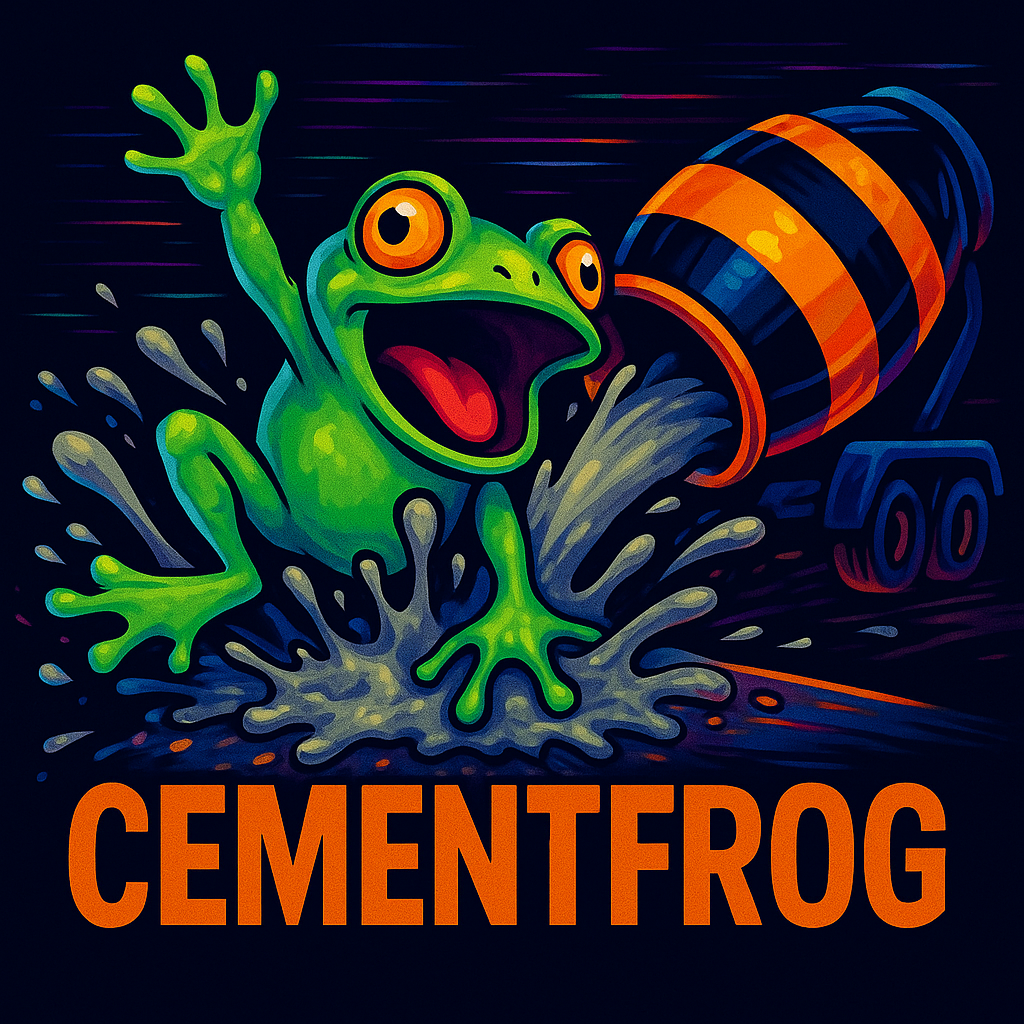 Frog splashing into cement